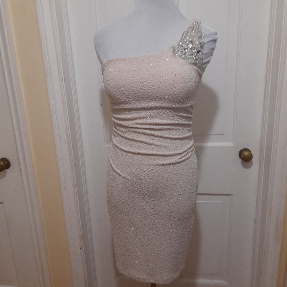 Cream Sparkle dress by Honey and Rosie Size S, Pre-loved Great Condition